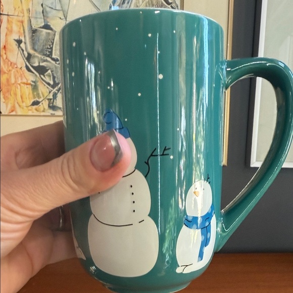 Teal David’s tea winter Snowman Mug with Lid - Picture 7 of 7